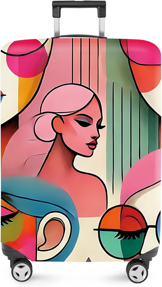 ANNA QUEEN Modern Art Fashion Luggage Cover, Stylish Abstract Woman Suitcase by ANNAQUEEN