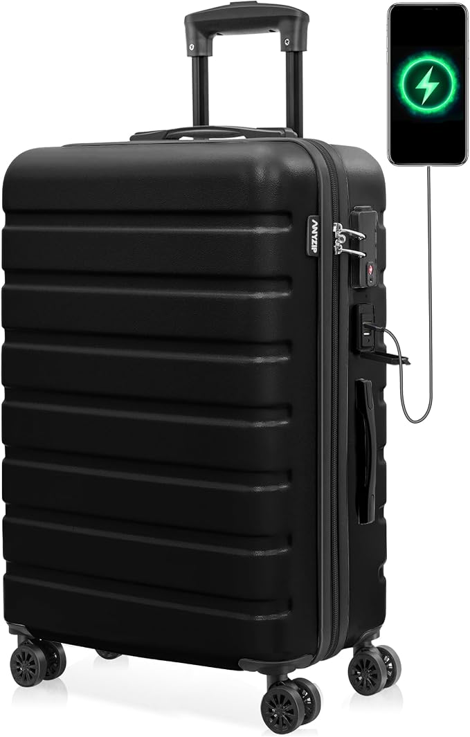 AnyZip Suitcase Hardside PC ABS Lightweight USB Luggage by YourBestTravelChoice