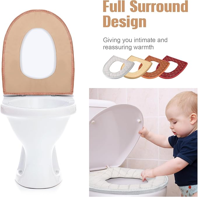 Riakrum 4 Pcs Toilet Seat Covers Pads - Image 4