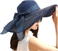 DRESHOW Beach Hats for Women Big Straw Wide Brim Summer Hat Floppy Foldable by DRESHOW