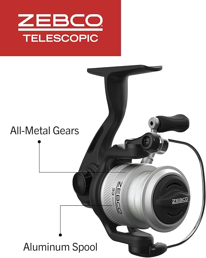 Zebco 33 Spinning Reel and Telescopic Fishing Rod Combo - Image 4