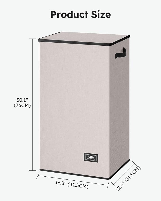 SOLEDI Laundry Hamper with Lid 100L Large & Tall Collapsible Laundry Basket - Image 7