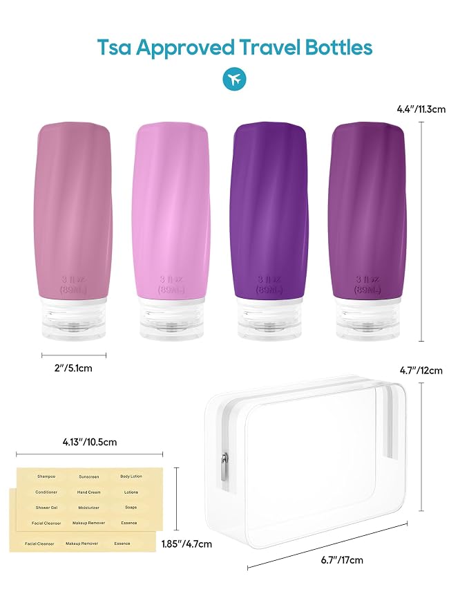 Morfone Travel Bottles for Toiletries, 3oz Tsa Approved Travel Size Containers - Image 6