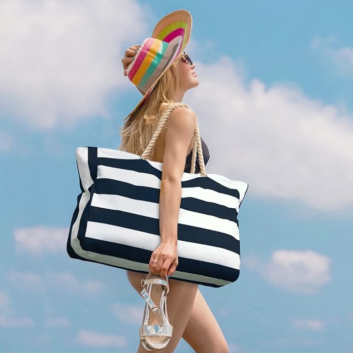 Becokan Beach Bag Large Beach Tote Bag - Image 5