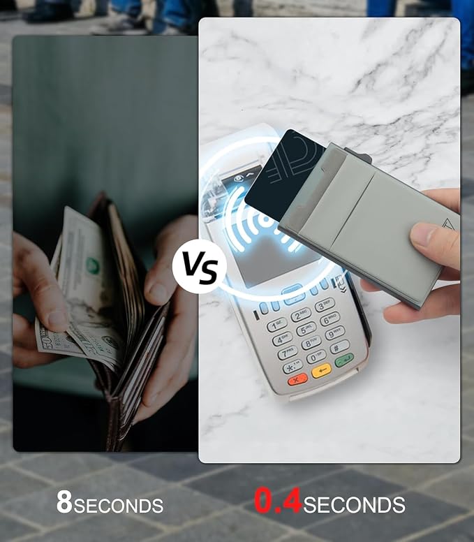 Slim Wallet for Men and Women, Pop Up Credit Card Wallet Metal Minimalist Cards - Image 6