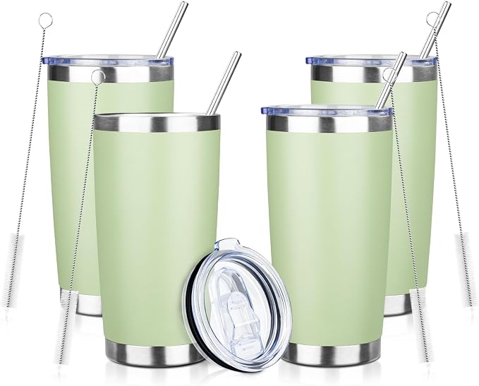 20oz Tumbler with Straw and Brush, Stainless Steel Vacuum Insulated tumbler by Unknown