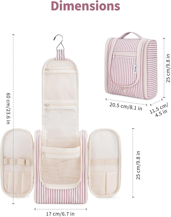 Narwey Small Striped Hanging Travel Toiletry Bag - Image 5