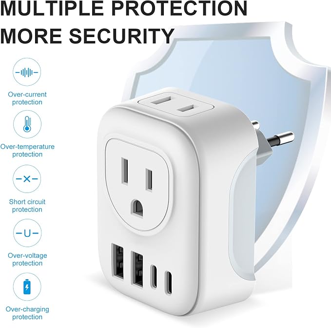 European Travel Plug Adapter, International Plug Adapter - Image 5
