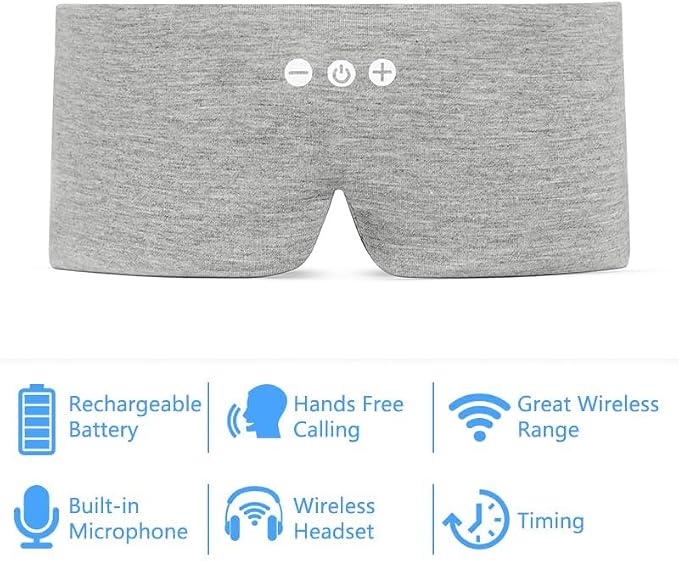 ALASKA BEAR Sleep Headphone Mask Bluetooth 5.2 HD Stereo Noise Reduction 3D Eye - Image 2