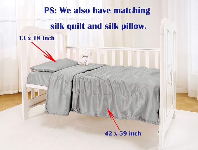 100% Mulberry Silk Crib Sheet for Baby Hair, Standard Crib Mattress Sheet for - Image 3