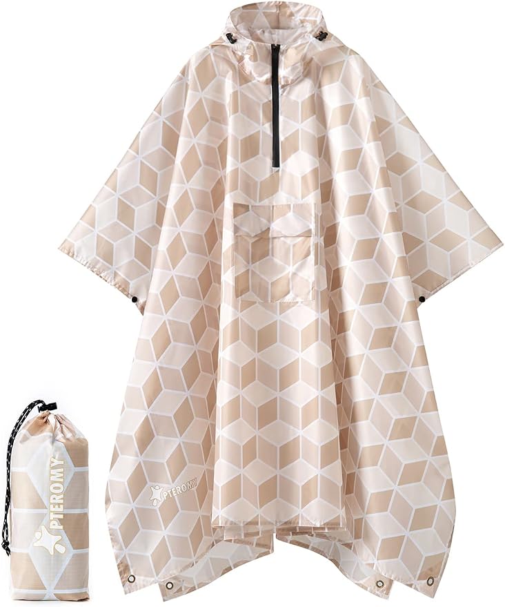 PTEROMY Hooded Rain Poncho for Adult by PTEROMY