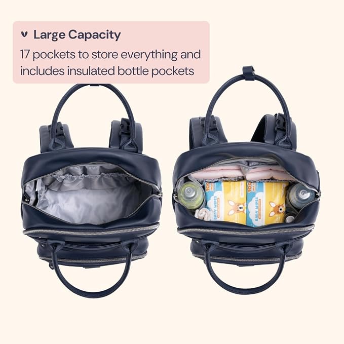 BabbleRoo Leather Diaper Bag Backpack - Image 4
