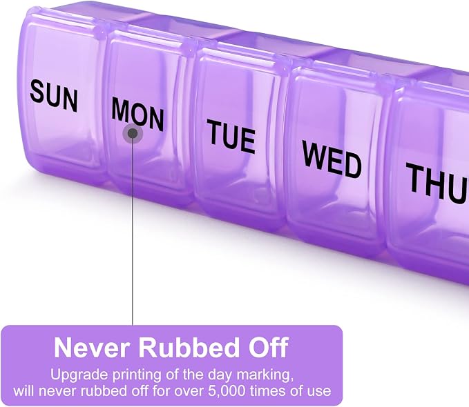 Small Pill Organizer 2 Times a Day, 2 Pack 7 Day Pill Box 1 Time a Day - Image 4