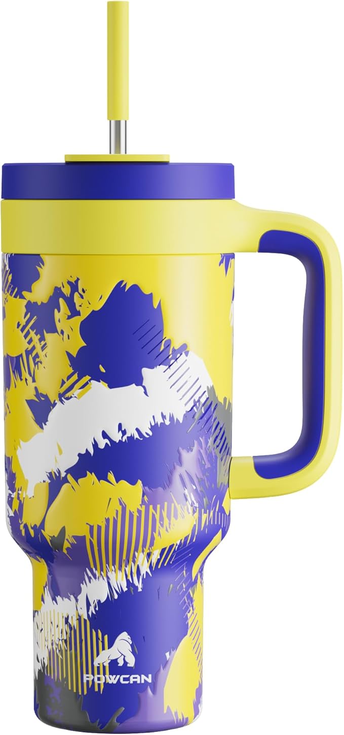 POWCAN 40 oz Tumbler with Handle, 2-in-1 Straw and Sip Lid, Dishwasher Safe by POWCAN