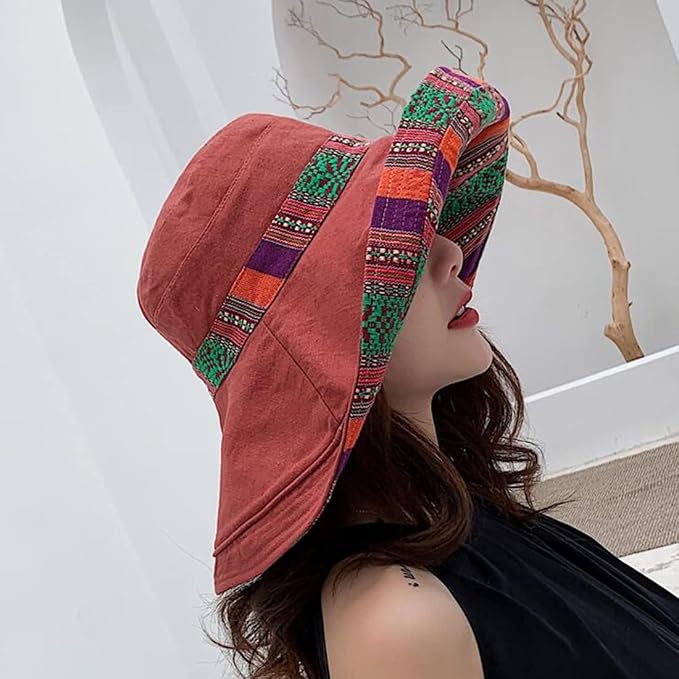 Women Wide Brim Sun Hats Metal Wired Edge Summer UV Protection Beach Fishing Hat - Image 5