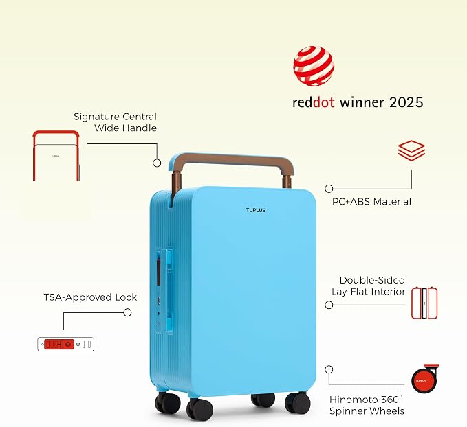 TUPLUS 20” Carry-On Hardside Luggage Lightweight ABS Travel Suitcase - Image 2