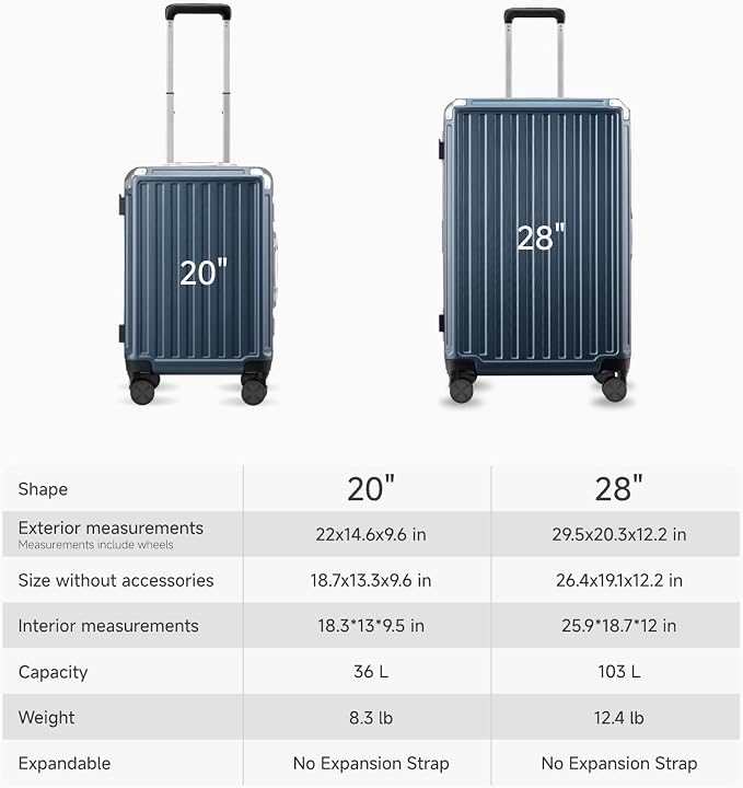 LUGGEX Checked Suitcase with Spinner Wheels, 28 Inch Aluminum Frame Zipperless - Image 9