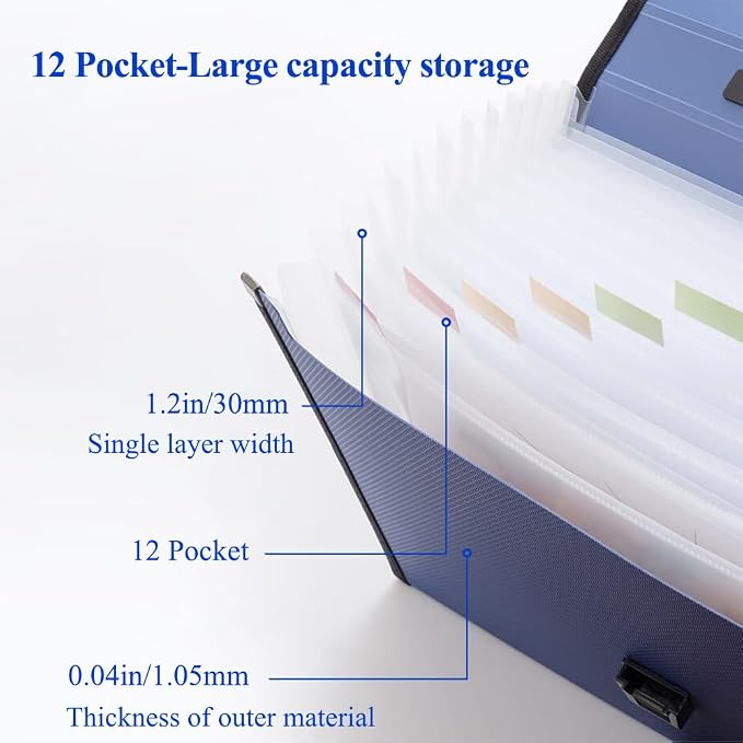 M&G Expanding File Folder 12 Pockets Accordion File Organizer - Image 3