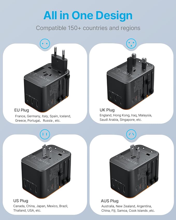 Universal Travel Adapter, VINTAR 35.5W International Power Adapter - Image 3