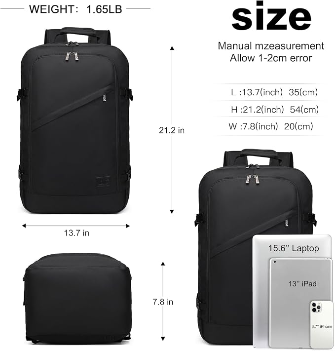 Kono Carry on Backpack, Waterproof Lightweight Daypack - Image 2