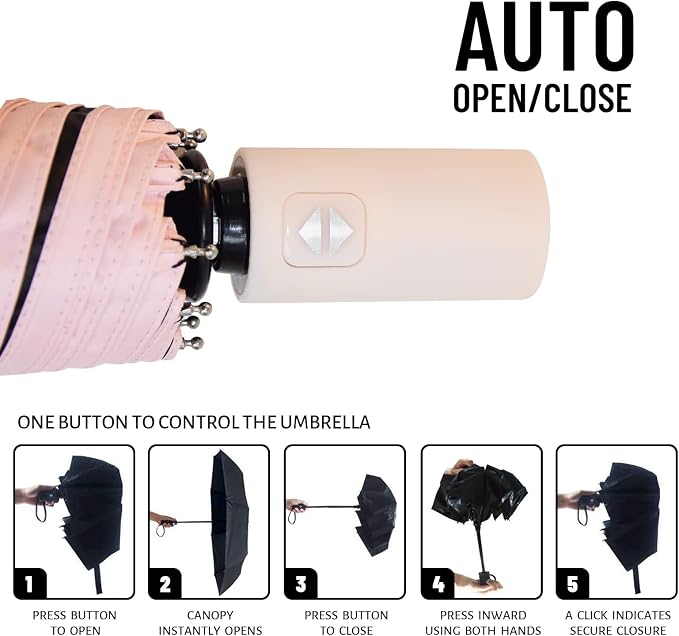 SY COMPACT Umbrella Automatic Travel Waterproof Light Folding Umbrellas Easy - Image 7