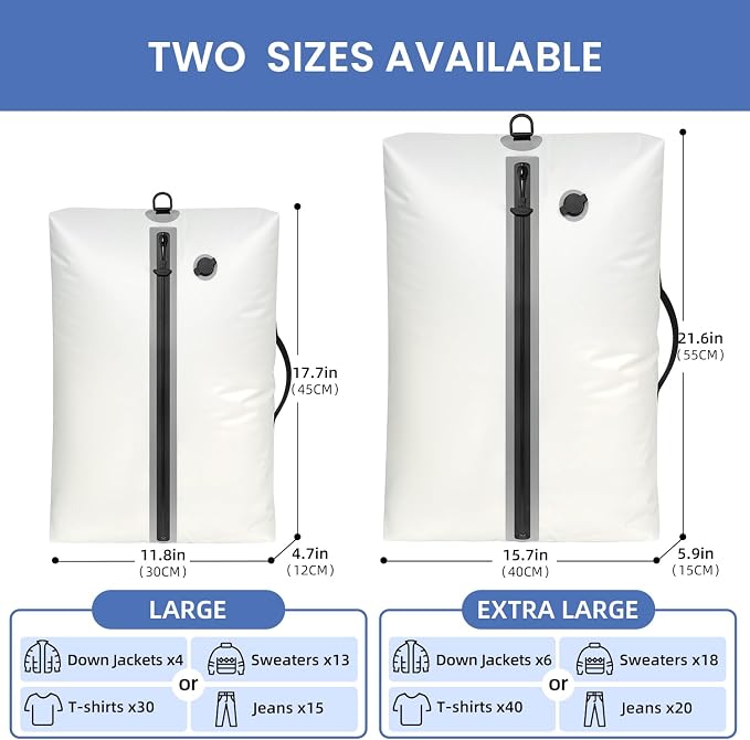BAGAIL TPU Vacuum Bag for Travel, Reusable Compression Bag - Image 2