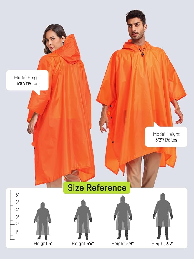 SaphiRose Hooded Rain Poncho Waterproof Raincoat Jacket - Image 2