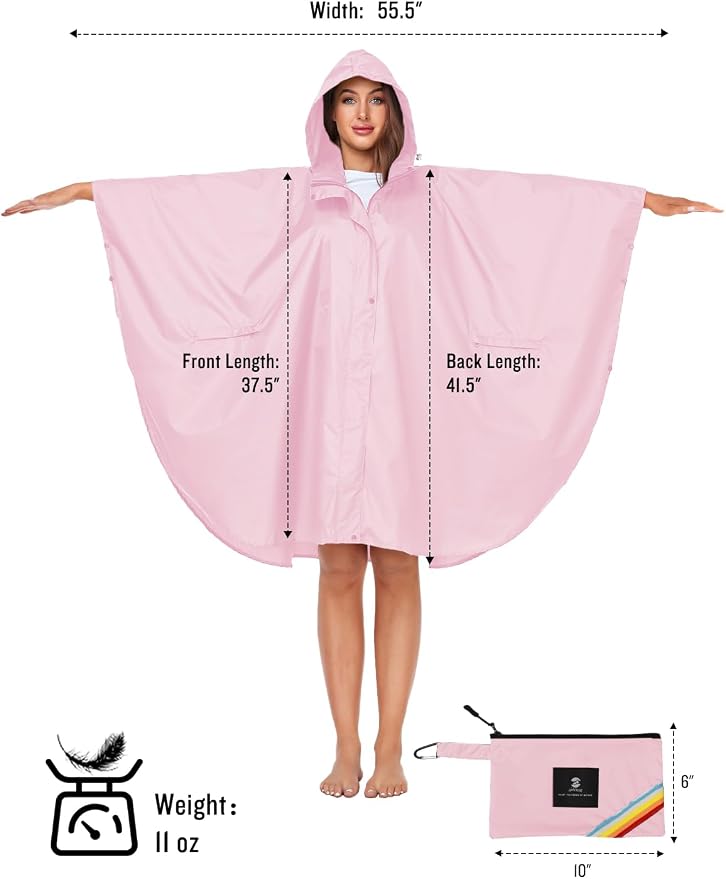 SaphiRose Unisex Rain Poncho Hooded Waterproof Raincoat - Image 6