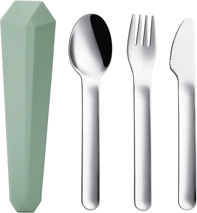 DEVICO Travel Utensils with Case, Reusable Camping Silverware Cutlery, 18/8 by DEVICO