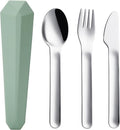 DEVICO Travel Utensils with Case, Reusable Camping Silverware Cutlery, 18/8 by DEVICO