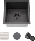 TORVA 14 x 14 Inch Gloss Black Undermount Kitchen Sink, PVD Coated Gunmetal by TORVA