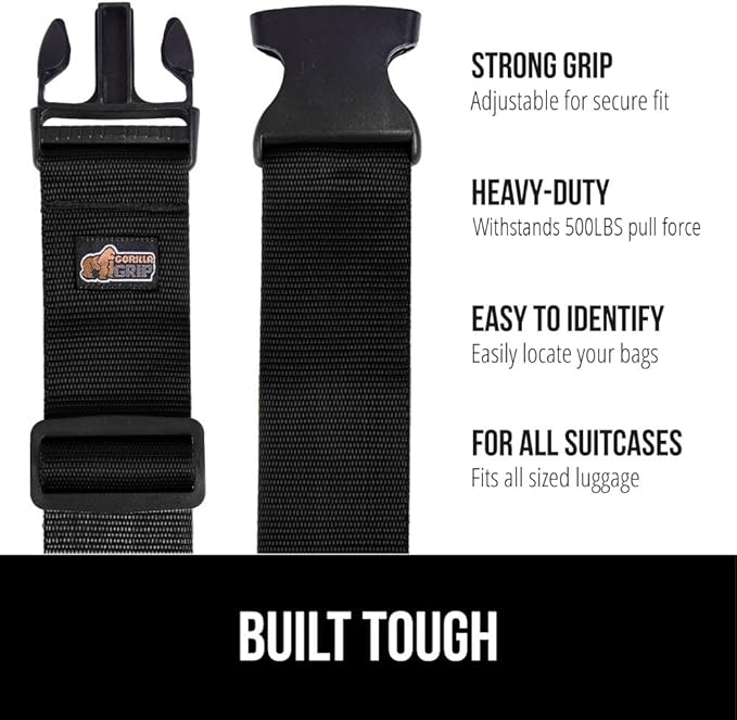 GORILLA GRIP Heavy Duty 4 Pack Adjustable Luggage Straps - Image 2
