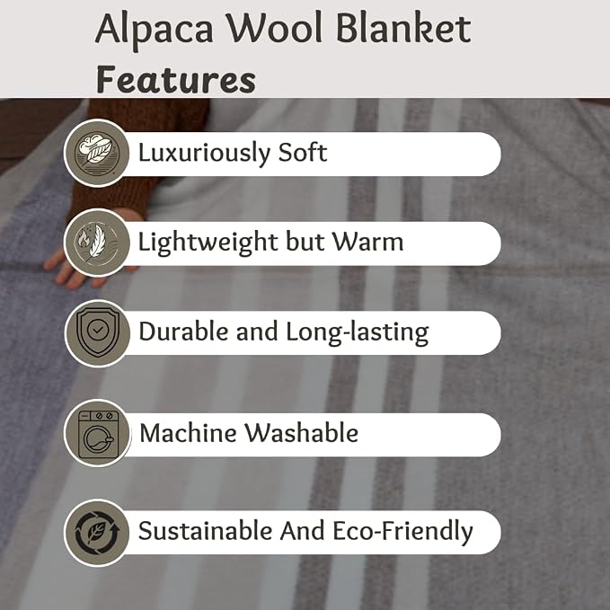 Alpaca Wool Throw Blanket | Super Soft, Lightweight, Breathable and - Image 5