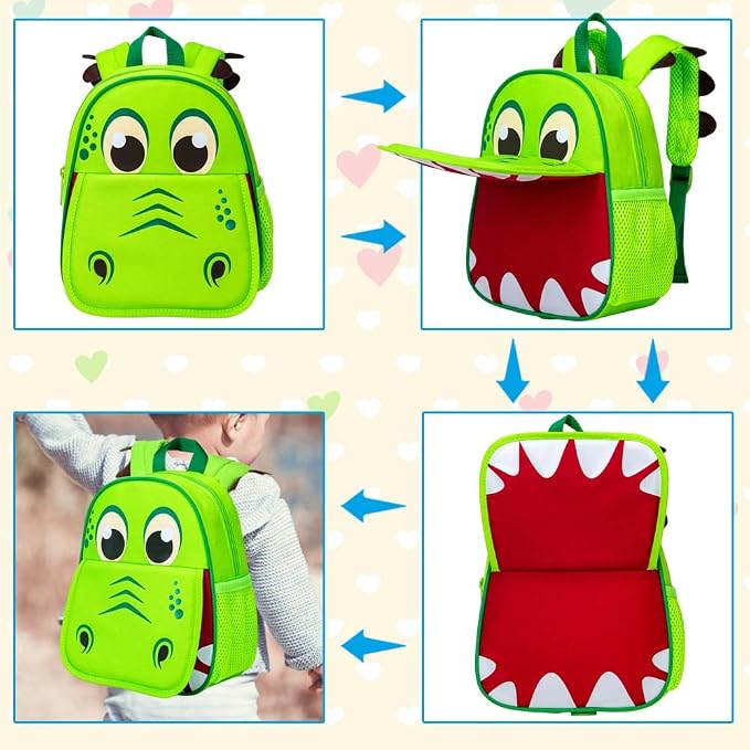 AGSDON Toddler Backpack Leash, 9.5" Safety Harness Dinosaur Bag - Image 4