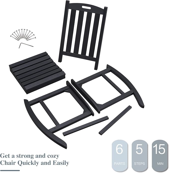 Psilvam Oversized Outdoor Rocking Chair Set of 2, Porch Rocker - Image 9
