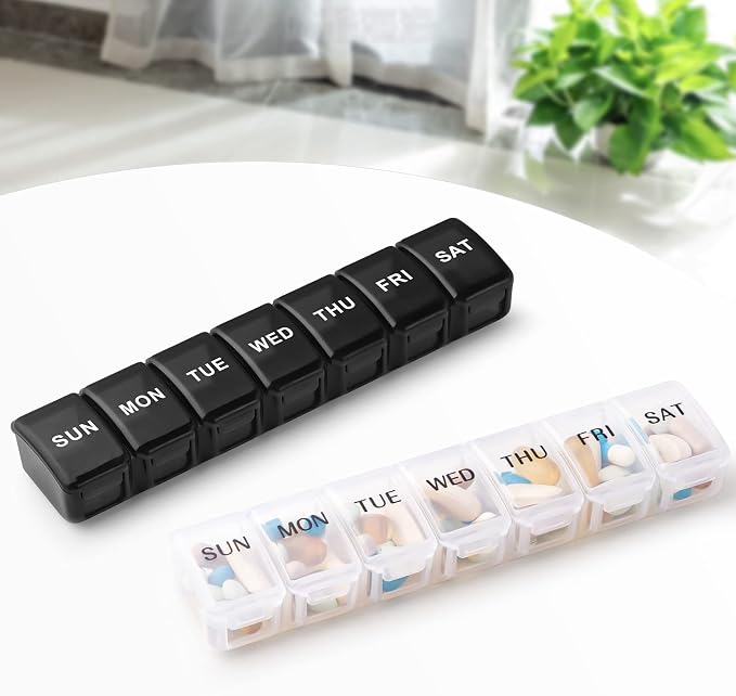Small Pill Organizer 2 Times a Day, 2 Pack 7 Day Pill Box 1 Time a Day - Image 6