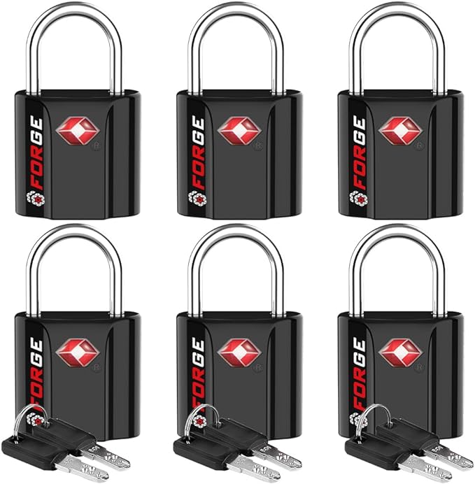 TSA Approved Luggage Locks, Ultra-Secure Dimple Key Travel Locks by Forge
