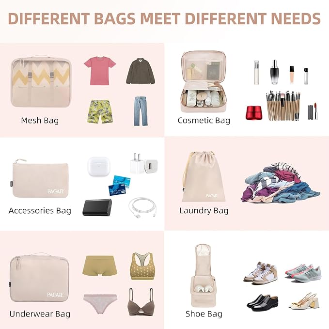 BAGAIL 8 Set Packing Cubes Luggage Packing Organizers - Image 4
