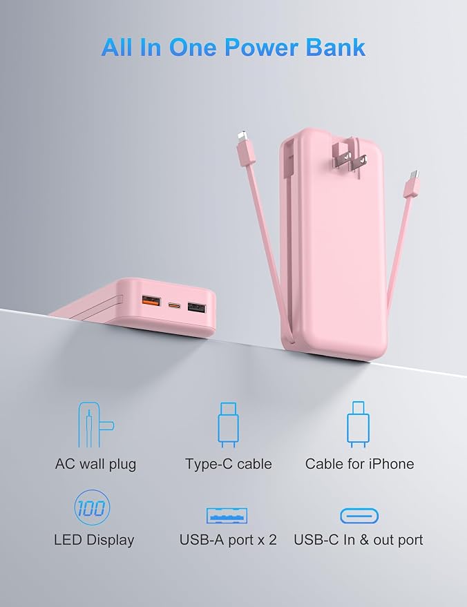 Portable Charger with Wall Plug, 20000mAh USB C Power Bank Fast Charging - Image 9