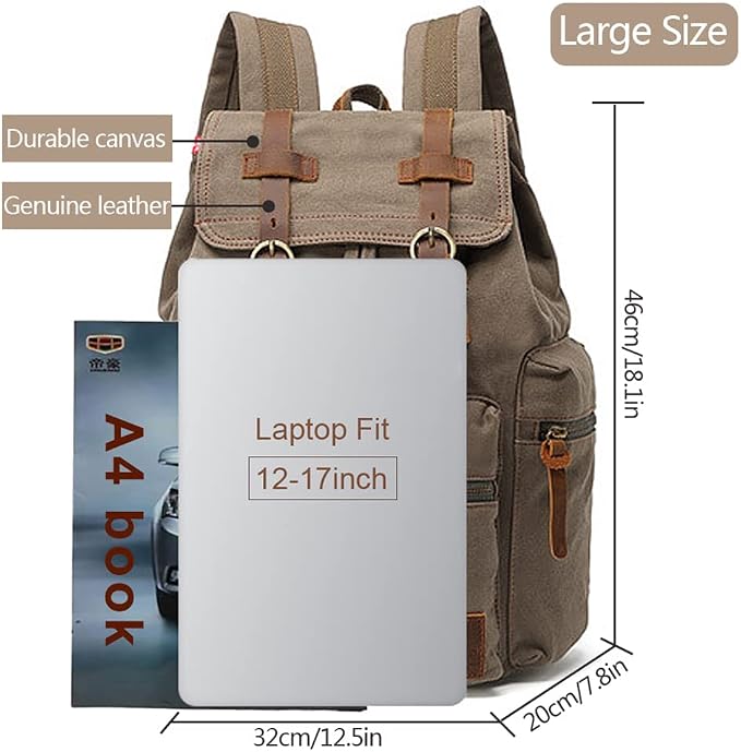 AUGUR High Capacity Canvas Vintage Backpack - Image 2