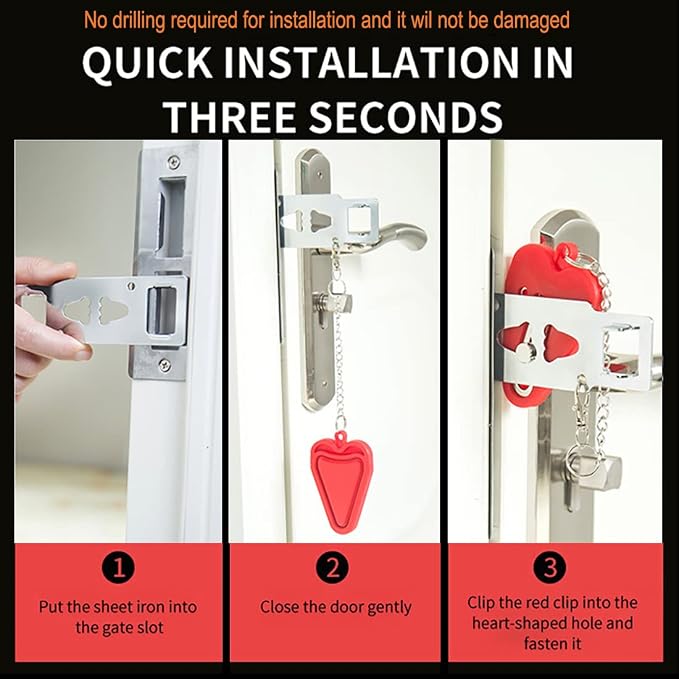 2 Packs Portable Door Stop Alarm & Door Lock, Upgraded Home Security Door - Image 5