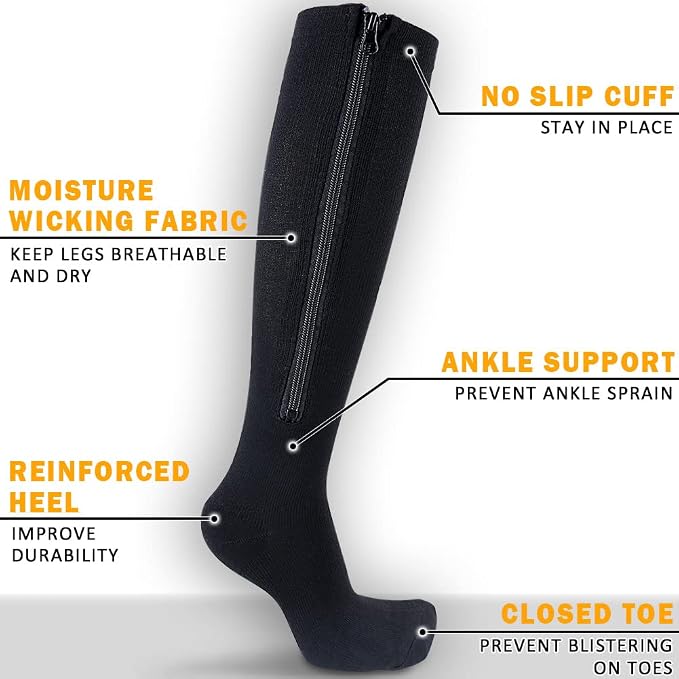CASMON 2 Pairs Zipper Compression Socks - Image 3