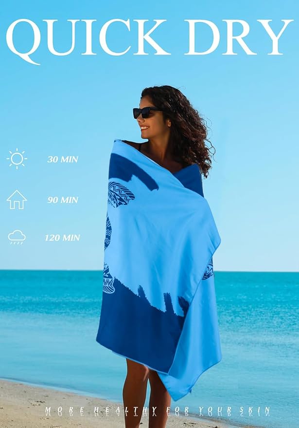 2 Pack Microfiber Lightweight Thin Beach Towel Sand Free Quick Dry Super - Image 6