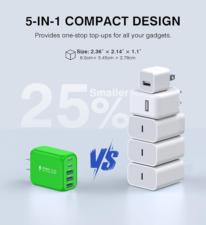 50W USB C Wall Charger Block, 5-Port C Charger Fast Charging Block PD Power - Image 4