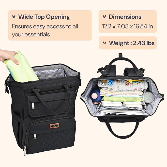 BabbleRoo Diaper Bag Backpack, Stroller Straps & Pacifier Case, Unisex Stylish - Image 3