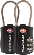 2 Pack TSA Approved Travel Combination Cable Luggage Locks by TravelMore