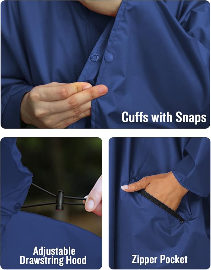 SaphiRose Unisex Rain Poncho Hooded Waterproof Raincoat - Image 5