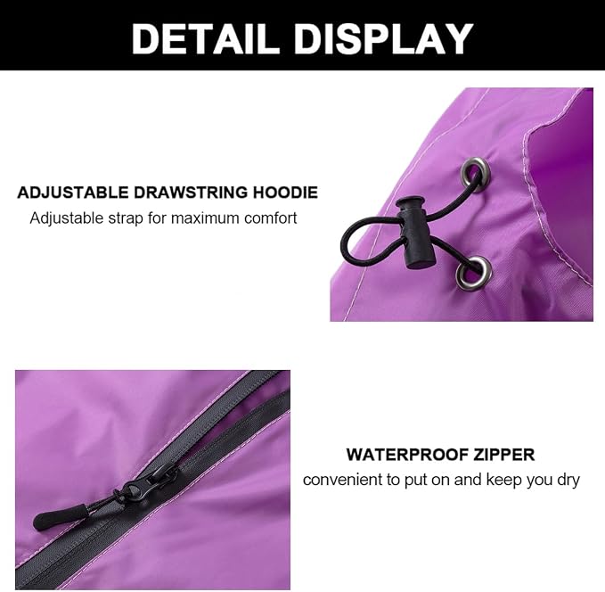 Rain Poncho Jacket Coat Hooded Zipper Style - Image 3