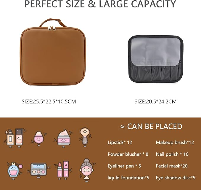 Makeup Bag with Led Mirror, Travel Makeup Organizer with 3 Color Setting - Image 2