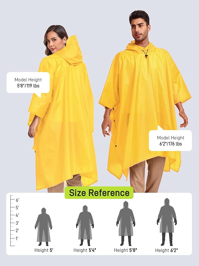 SaphiRose Hooded Rain Poncho Waterproof Raincoat Jacket - Image 2